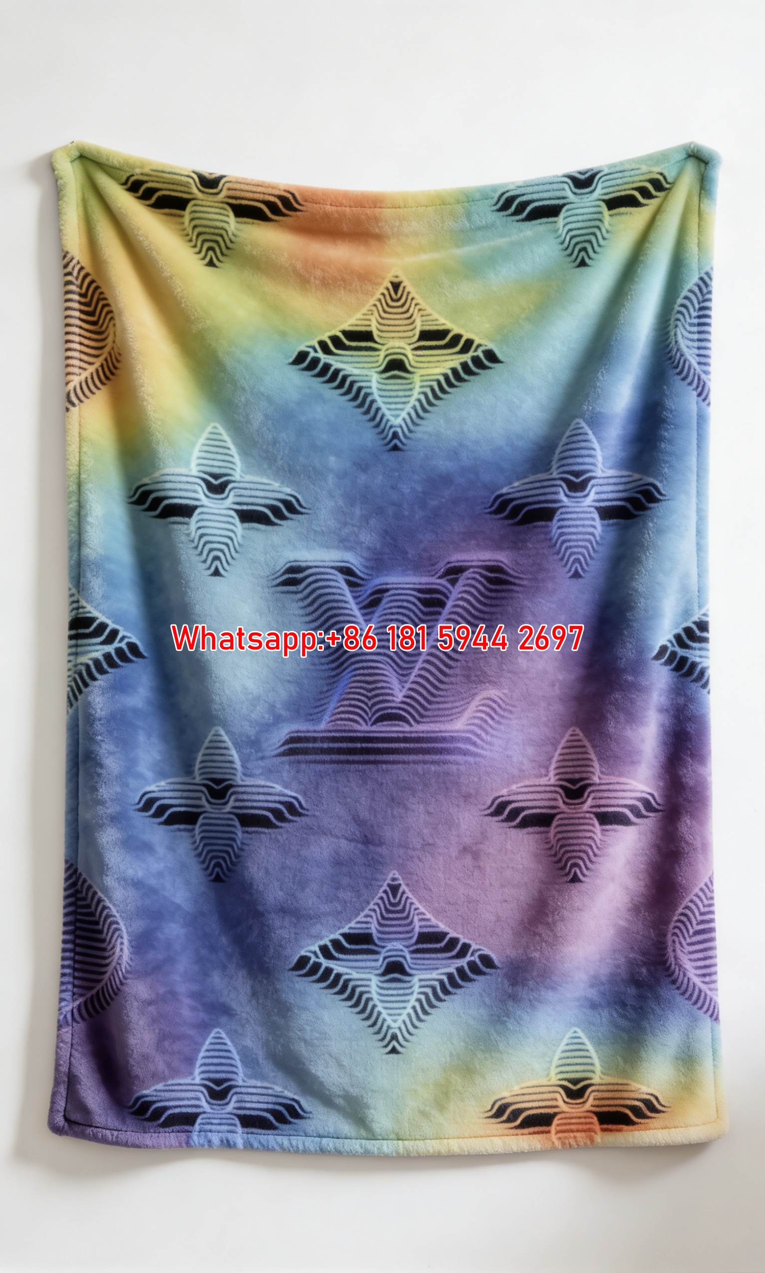 LV Neon Wave Flannel Blanket LV Hologram Stripe Throw IMG_3284